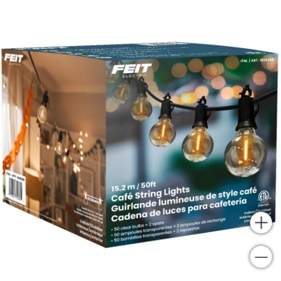 Feit Electric 50' LED Cafe String Light - Picture 5 of 5